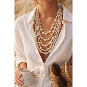 5 Seashell Beaded Necklaces Handmade Statement Set Boho Beach Girl Summer Layer